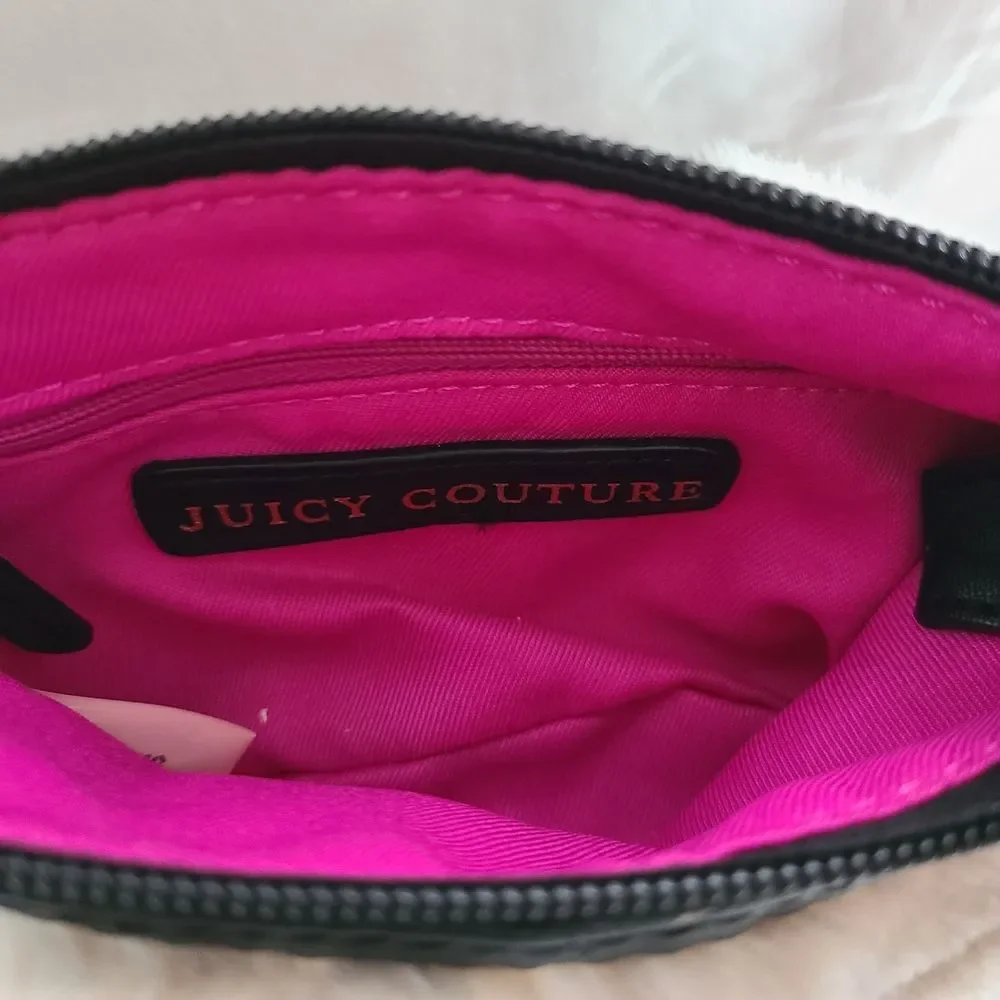 Juicy Couture Black and White Faux Fur Crossbody Bag Y2K